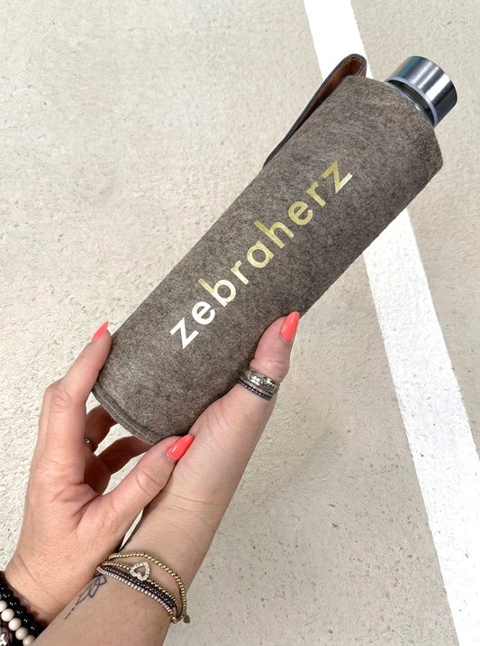 zebraherz Trinkflasche aus Glas 750ml