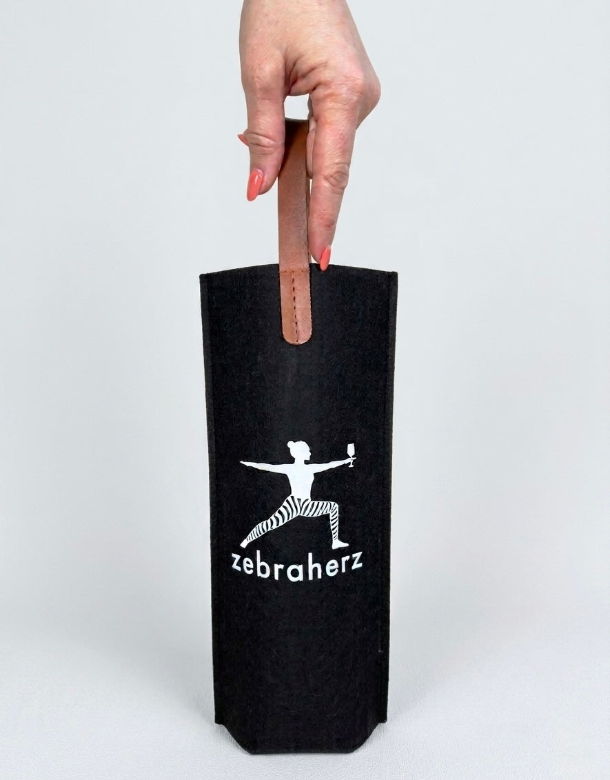 zebraherz Yoga & Wein Flaschenhülle